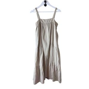 Jenni Kayne Cotton Linen Tiered Midi Dress‎ Willow Greige Womens Small